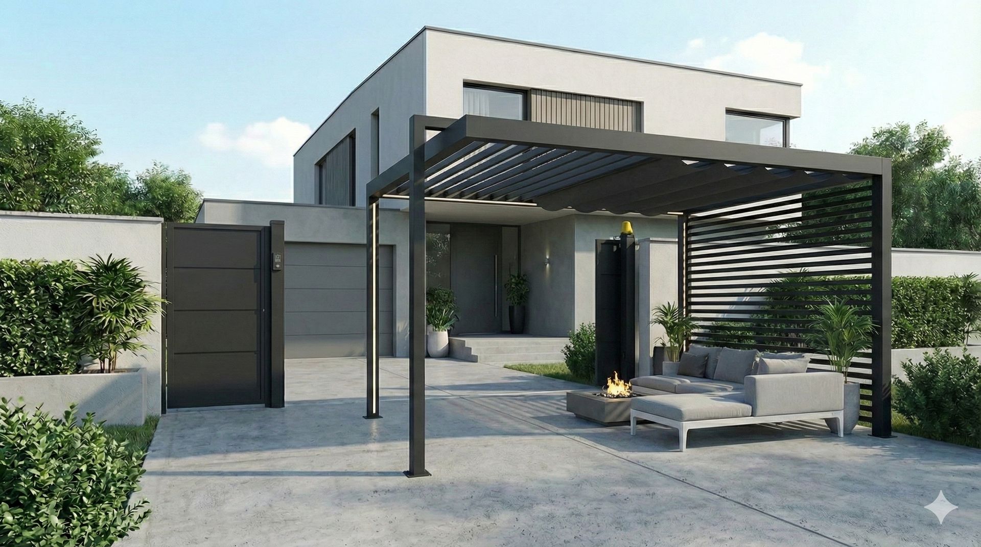 Wooden pergola structure
